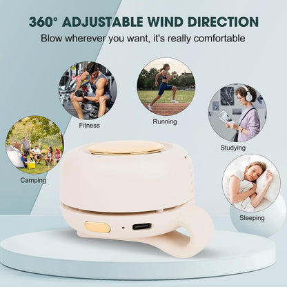 Small Clip Fan, Personal Waist Fans,Portable Silent Mini Bladeless Fan Clip On for Shirt,Hands-Free Personal Clip Fans 3 Speeds,Clips on Waist Neck Fanes for Outdoor,Camping,Travel,Office (Green)