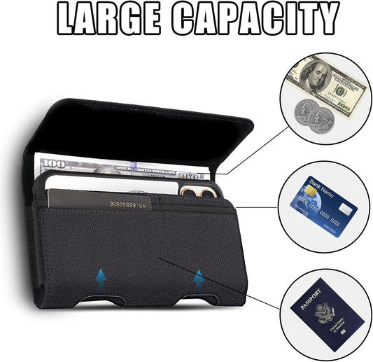 for iPhone 17 Pro Max Holster, BECPLT Nylon Holster Pouch Belt Clip Case and Loops Holder Cover for iPhone Air 16/15/14/13/12/11 Pro Max Galaxy S25 Plus S24+ Black