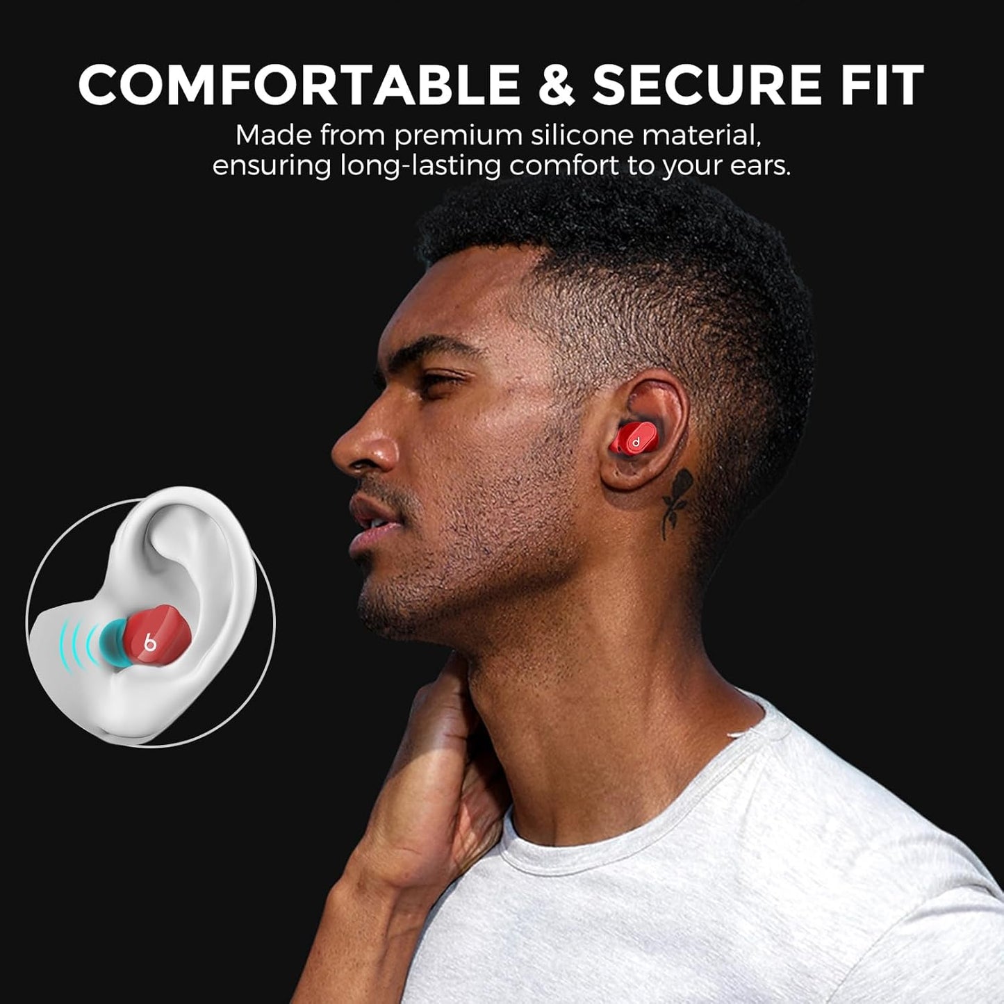 AhaStyle Ear Tips for Beats Studio Buds/Powerbeats Pro 2/Solo Buds/Fit Pro/Studio Buds+【Fit in The Charging Case】6 Pairs S/M/L Silicone Ear Covers Replacement Tips for Beats Wireless Bluetooth Earbuds