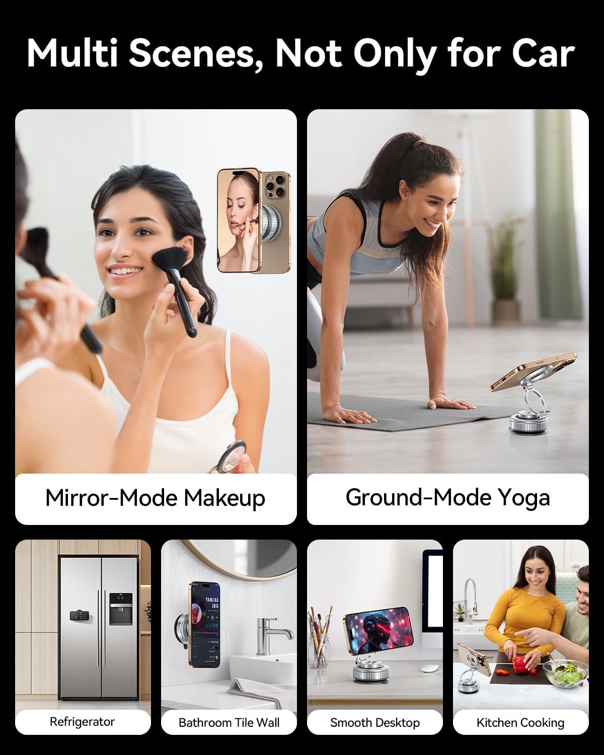 DIMONCOAT 2025 Upgraded 360° Rotation Vacuum Magnetic Phone Holder for Car,for Suction Cup Phone Mount Stand [109+LBS Strongest Suction & Magnetic] Adjustable Swivel Lock, for Your Car/Mirror