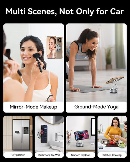 DIMONCOAT 2025 Upgraded 360° Rotation Vacuum Magnetic Phone Holder for Car,for Suction Cup Phone Mount Stand [109+LBS Strongest Suction & Magnetic] Adjustable Swivel Lock, for Your Car/Mirror