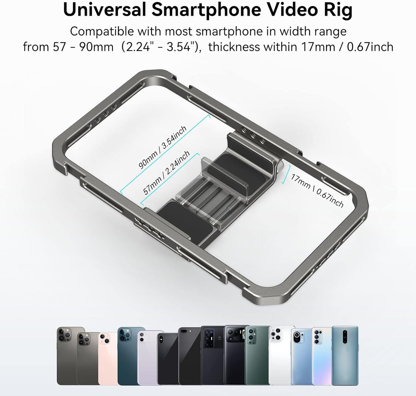 SmallRig Universal Smartphone Video Rig for iPhone 16 15 14 for Samsung, Filmmaking Vlogging Rig Aluminium Alloy Phone Video Cage Grip with Cold Shoe Mount for Videomaker Videographer