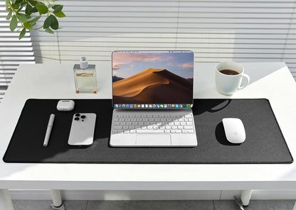ALOANES Black Waterproof Desk Mat, Large Mouse Pad with Extended Mouse Mat, with Anti Slip Base, Stitched Edge, Grain Jacquard Surface, Perfect for Gamer, Office & Home, XXL 11.81''x31.50''x0.12''