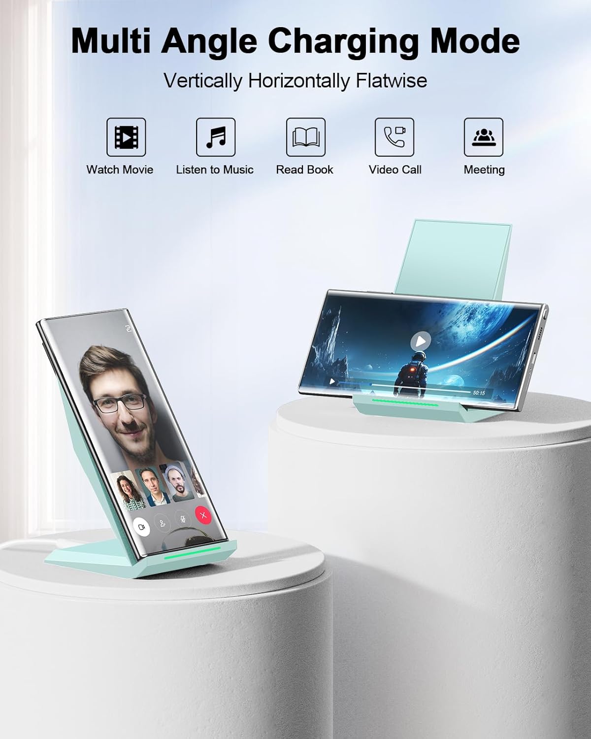 NANAMI Fast Wireless Charger, Qi Certified Charging Stand[with 20W PD Charger] Compatible iPhone 16/15/14/13/12/12, Desktop Charger Stand for Samsung Galaxy S25/S25+/S25 UltraS24/S23/S22/S21/S20