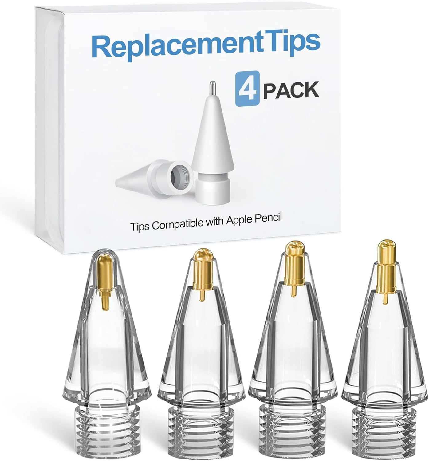 Replacement Pencil Tips for Apple Pencil Pro - 4 Pack Fine Point Metal Tip for Apple Pencil 2nd Generation and 1st Generation