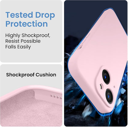 FireNova Designed for iPhone 15 Case, Silicone Upgraded [Camera Protection] Phone Case with [2 Screen Protectors], Soft Anti-Scratch Microfiber Lining Inside, 6.1 inch, Chalk Pink
