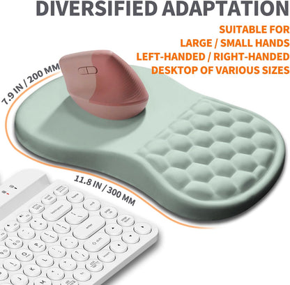 Ergonomic Joint Wrist Support Mouse Pad with Memory Foam Cushion Massage Bump, Carpal Tunnel Pain Relief Mousepad Slope Design for Wrist Rest, 11.8x7.9 in, LightCyan