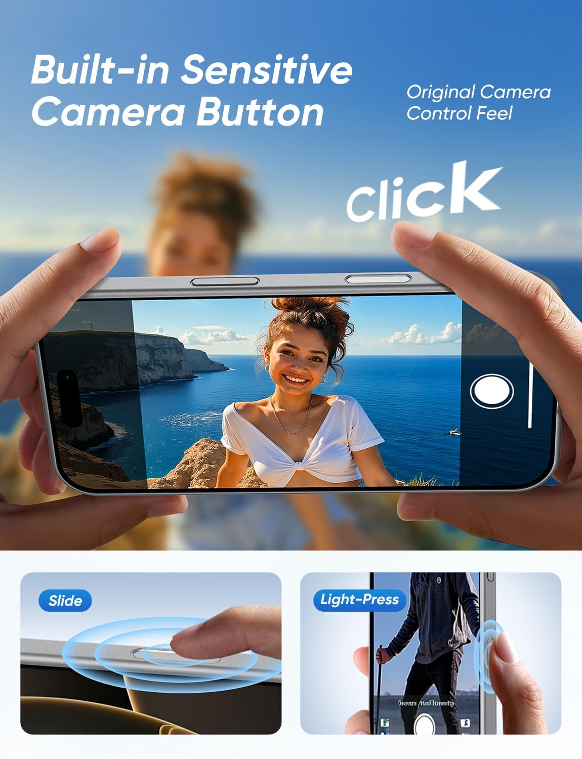 MAGIC JOHN 360° Rotatable Magnetic Invisible Stand for iPhone 16 Case [Camera Control Button] [Compatible with MagSafe] 16FT Shockof for iPhone 16 Case with Kickstand, Gray