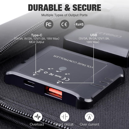 GRECELL 80W Foldable Solar Panel, Portable Solar Charger with USB-A and USB-C QC3.0 (18W) IP67 Waterproof Outdoor Cell Phone Solar Charger for Power Banks Tablets Small Power Station