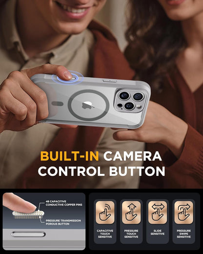 Miracase for iPhone 16 Pro Case Full-Body Phone with Built-in Glass Screen Protector, [Compatible with MagSafe] Military Drop Proof 16 Pro Cover Bumper 6.3 inch, Grey