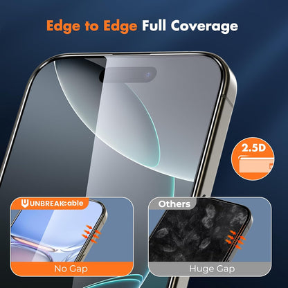 UNBREAKcable 3-Pack Screen Protector for iPhone 16 Pro Max [Military Grade Shatterproof] Tempered Glass Screen for Apple 16 Pro Max [9H Hardness][Full Coverage][Bubble Free][Easy Installation]