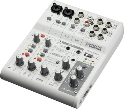 Yamaha AG06MK2 White 6-Channel Live Streaming Loopback Mixer/USB Interface with Steinberg Software Suite