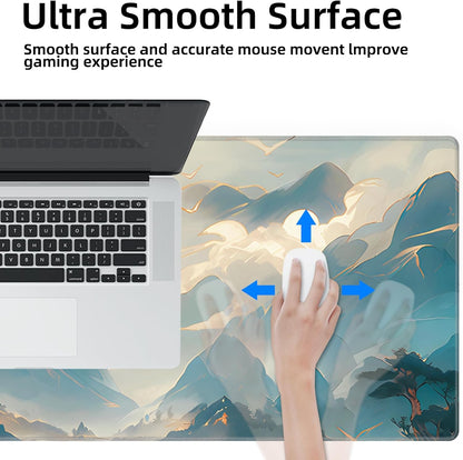 Galdas Gaming Mouse Pad XXL XL Large Long Extended Big Mousepad Non-Slip Rubber Keyboard Mouse Pad with Stitched Edges for Laptop Home Office (31.5x11.8x0.08 Inch) -Clouds