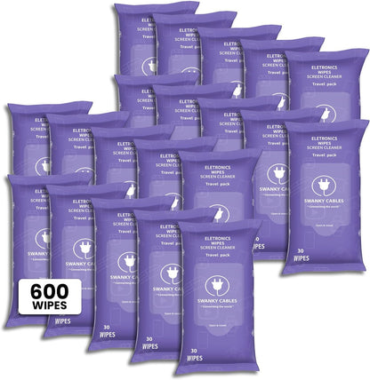 Screen Cleaner Wipes: Electronic Wipes for Screens - Computer Screen Wipes for Lens, Phone, Tv Screen and Monitor Cleaning - Tech Wipes & Microfiber Cloth (Soft Wipes, 600 Count)