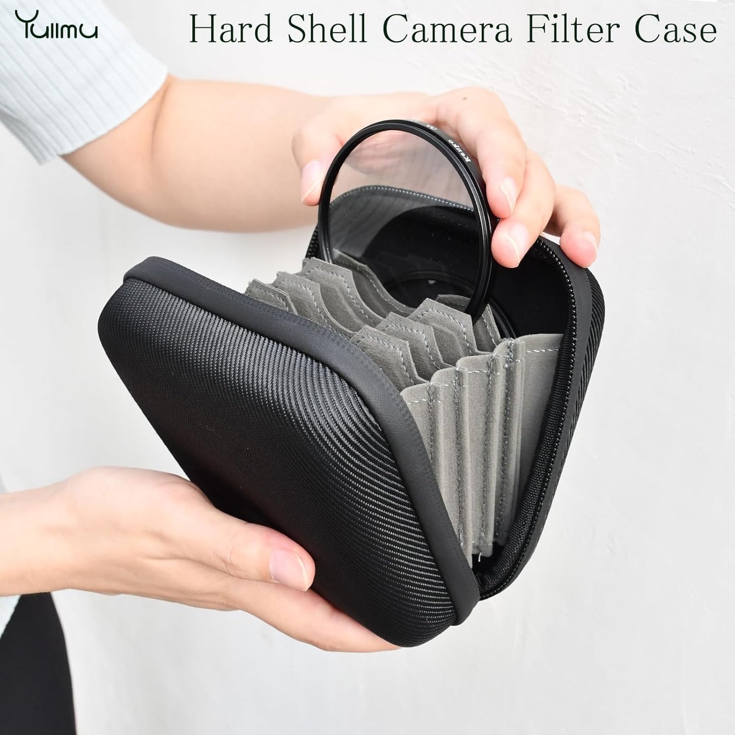 Hard Shell Camera Filter Case Camera Filter Accessories and Storage Suitable for 6 circular filters with a maximum diameter of 95mm Microfiber-Lined Pockets