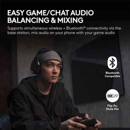 Logitech G Astro A50 X Omni-Platform Wireless Gaming Headset + Base Station for PS5, Xbox, PC: PLAYSYNC Video & Audio Switcher, HDMI 2.1 4K 120Hz VRR, <24 bit/48 kHz, 24hr Battery, 2.4GHz & BT - Black