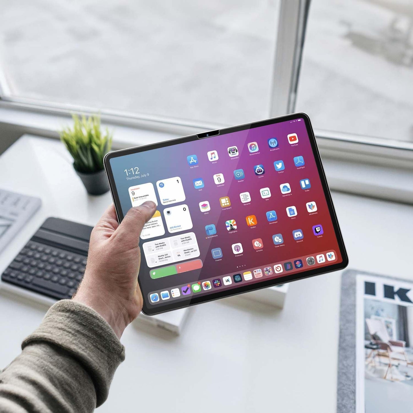 FLOLAB ONETIME NanoArmour Screen Protector for iPad Pro 11 Inch M4 2024 Tempered Glass, TruColor, Blue Light Blocker, No Blue Tint, Original Display Color, Ultra Clear, Easy Install, Durable