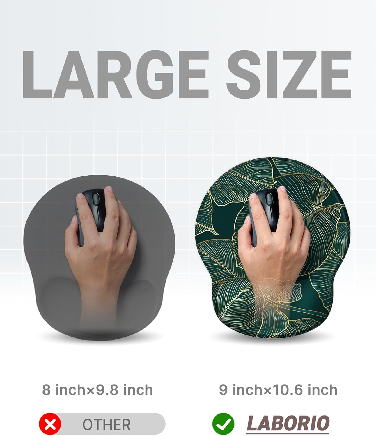 Ergonomic Mouse Pad Wrist Support, Comfortable Mouse Pad Wrist Rest, Relieve Wrist Pain Gel Mouse pad, Non-Slip Rubber Base Mousepad for Laptop, Computer(Green Leaf)