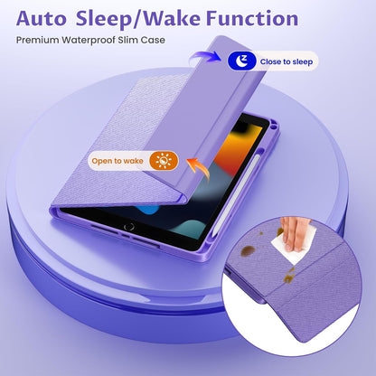 OYEEICE for iPad 9th Generation Case with Keyboard 10.2 Inch - Detachable Backlit Keyboard 360 Rotatable Cover with Pencil Holder for iPad 9th/8th/7th Gen 10.2 Inch, Air 3rd Gen & Pro 10.5" - Purple