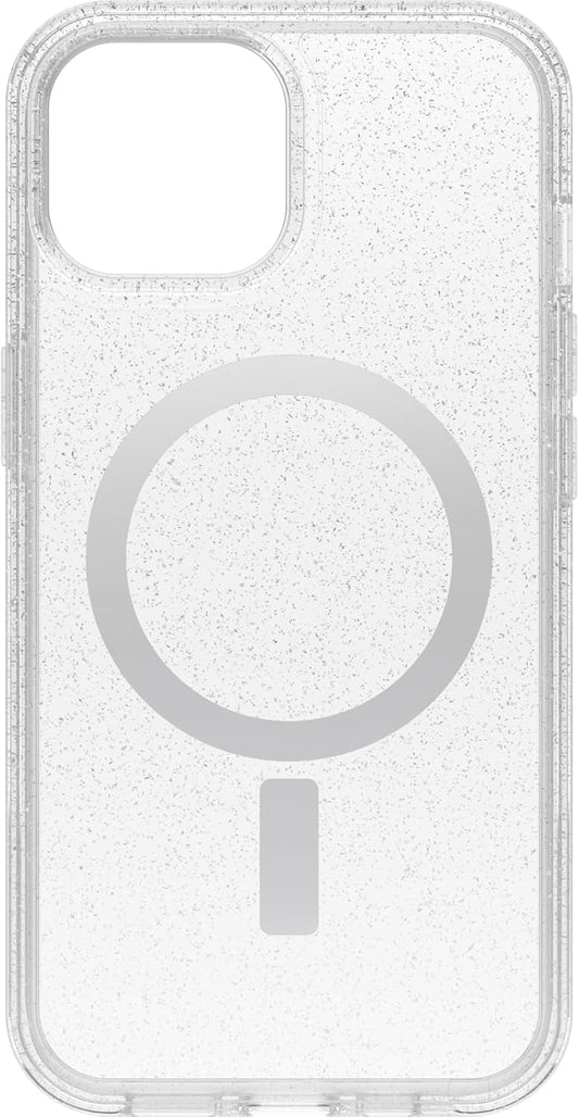 OtterBox iPhone 15, iPhone 14, and iPhone 13 Symmetry Series Clear Case - Stardust (Clear/Silver), Snaps to MagSafe, Ultra-Sleek, Raised Edges Protect Camera & Screen
