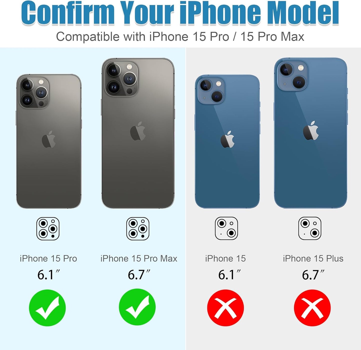 AGVEE 3+3 6 Pack for iPhone 15 Pro 6.1" / 15 Pro Max 6.7" Camera Lens Protector, Bling Diamond & Bling Glitter Metal Ring 9H Tempered HD Glass Camera Protector Cover Film, Bling-Black