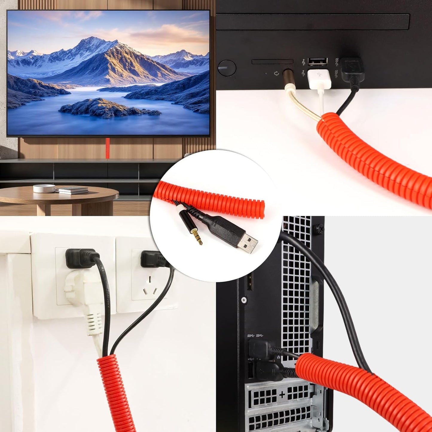 Split Wire Loom Tubing, 10,25ft Cord Protectors from Pets No Chew, Flexible Wire Covers Cord Protectors, Protective Split Cable Sleeve for Automotive Home Industrial Wires(Red, 0.46inch-10ft)