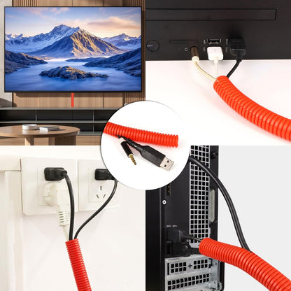 Split Wire Loom Tubing, 10,25ft Cord Protectors from Pets No Chew, Flexible Wire Covers Cord Protectors, Protective Split Cable Sleeve for Automotive Home Industrial Wires(Red, 0.98inch-25ft)