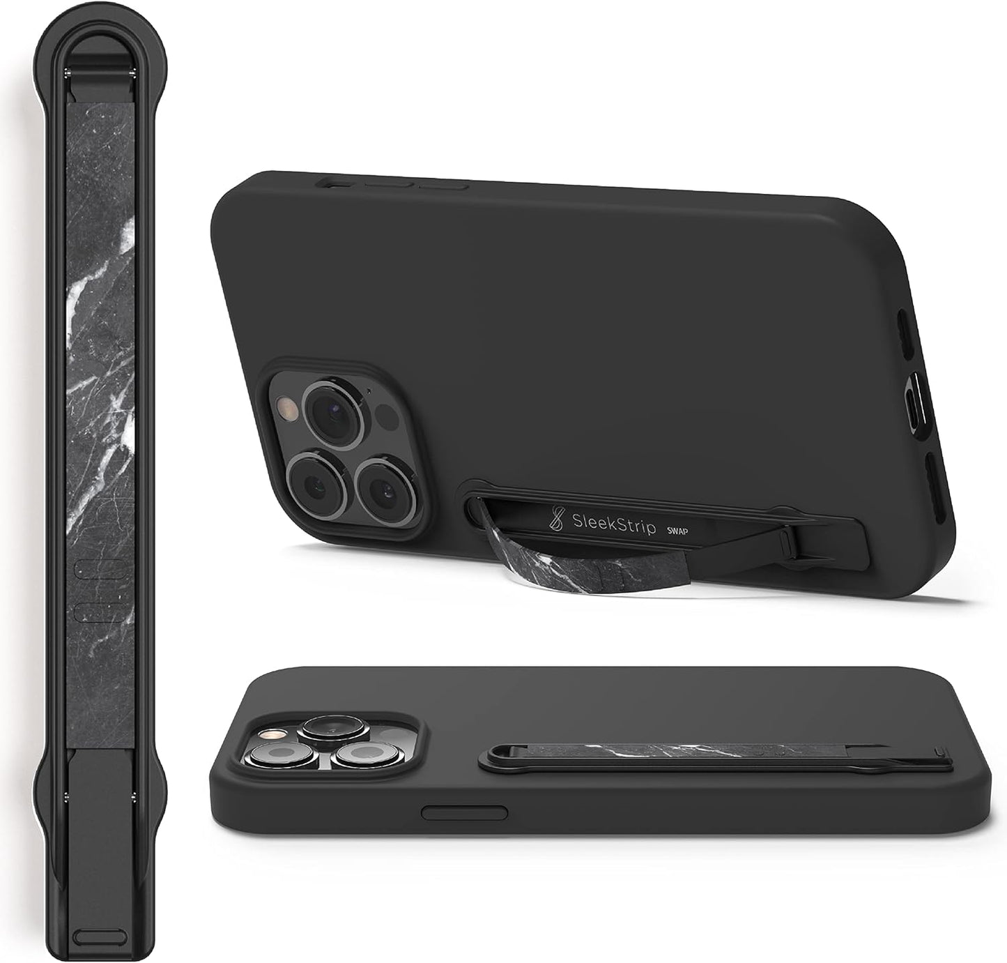 SleekGrip Premium, Swappable Phone Stand & Grip- Ultra Thin Convertible Grip Holder Fits Most iPhone and Android Cases, Phone Strap Compatible with Wireless Chargers and Car Mounts