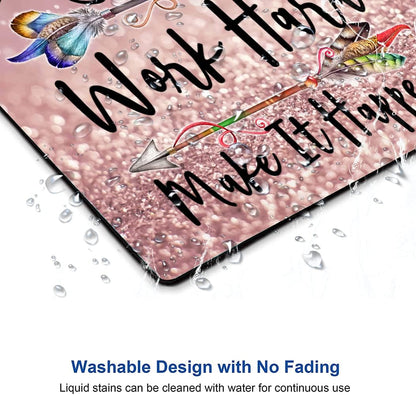 Inspirational Quotes Glitter Mouse Pad - Custom Design, Square Waterproof Non-Slip Rubber Base Mouse Pad for Office Laptop, Stay Positive Work Hard