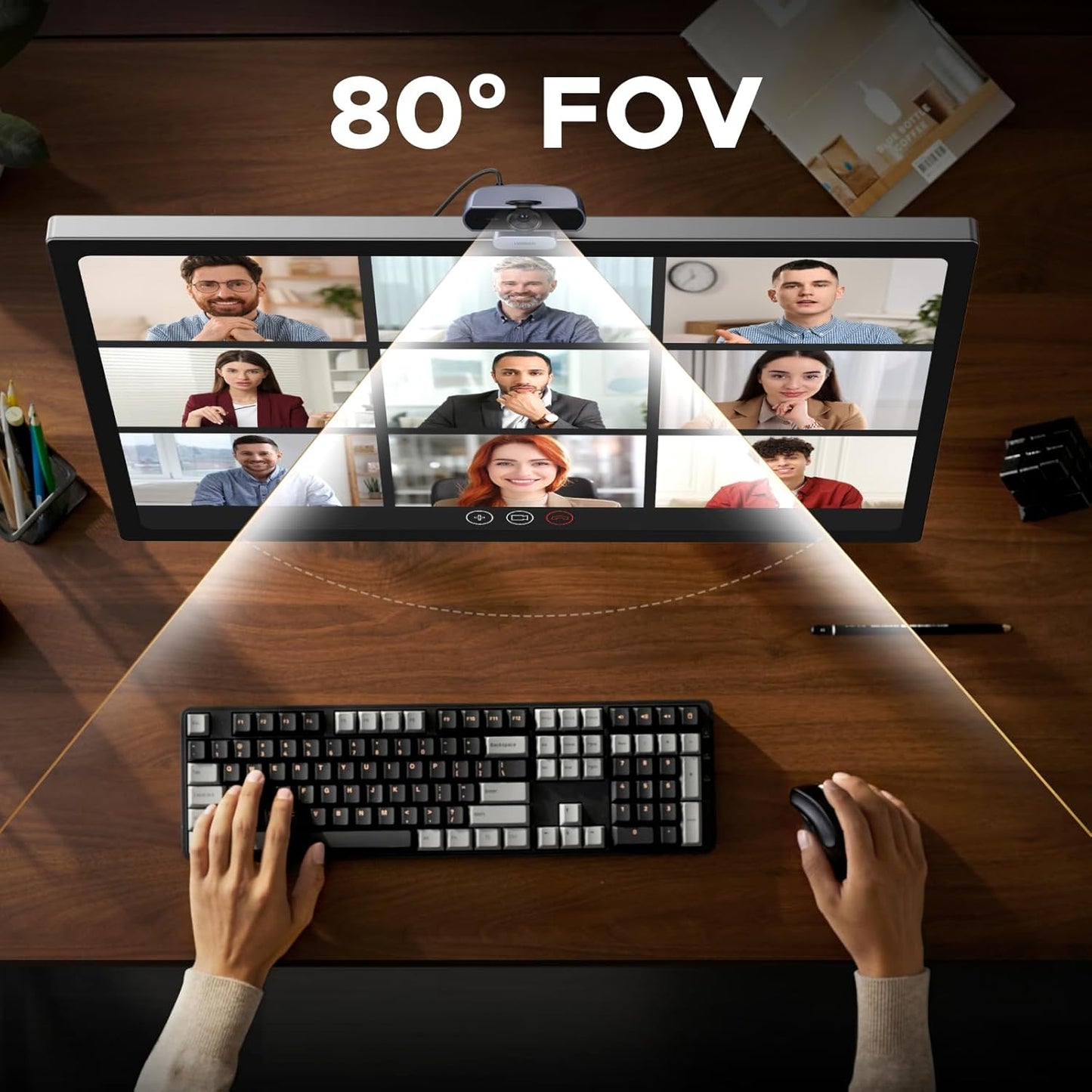 UGREEN 2K Webcam for PC Ultra HD 1080P Computer Webcam with Microphone, PC Camera with Privacy Cover, USB Web Camera for Streaming, Conference, Video Calling, Zoom, Skype, Teams, FaceTime, Grey