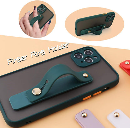 Removable and Reusable Cell Phone Grip Strap, Yetaida Telescopic Finger Kickstand Bracket Universal Silicone Phone Holder Stand and Portable Finger Loop for Most Smartphones Case (Black)