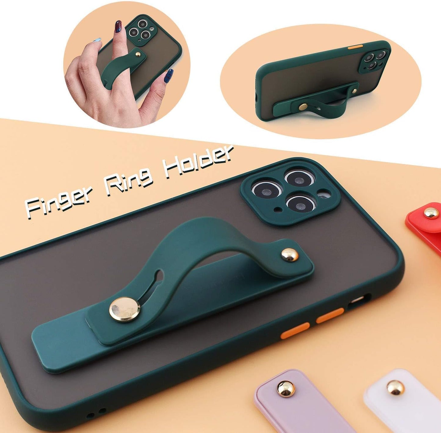 Removable and Reusable Cell Phone Grip Strap, Yetaida Telescopic Finger Kickstand Bracket Universal Silicone Phone Holder Stand and Portable Finger Loop for Most Smartphones Case (Pink)