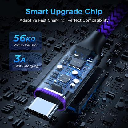 etguuds 6ft USB A to USB C Cable 3A Fast Charging, 2-Pack USB A to USB Type C Charger Cord for iPhone 16 15 Pro/Pro Max/Plus, for Samsung Galaxy S24 S23 S22 S21 S20 S10 A55 A54 Flip Note, Moto, Purple