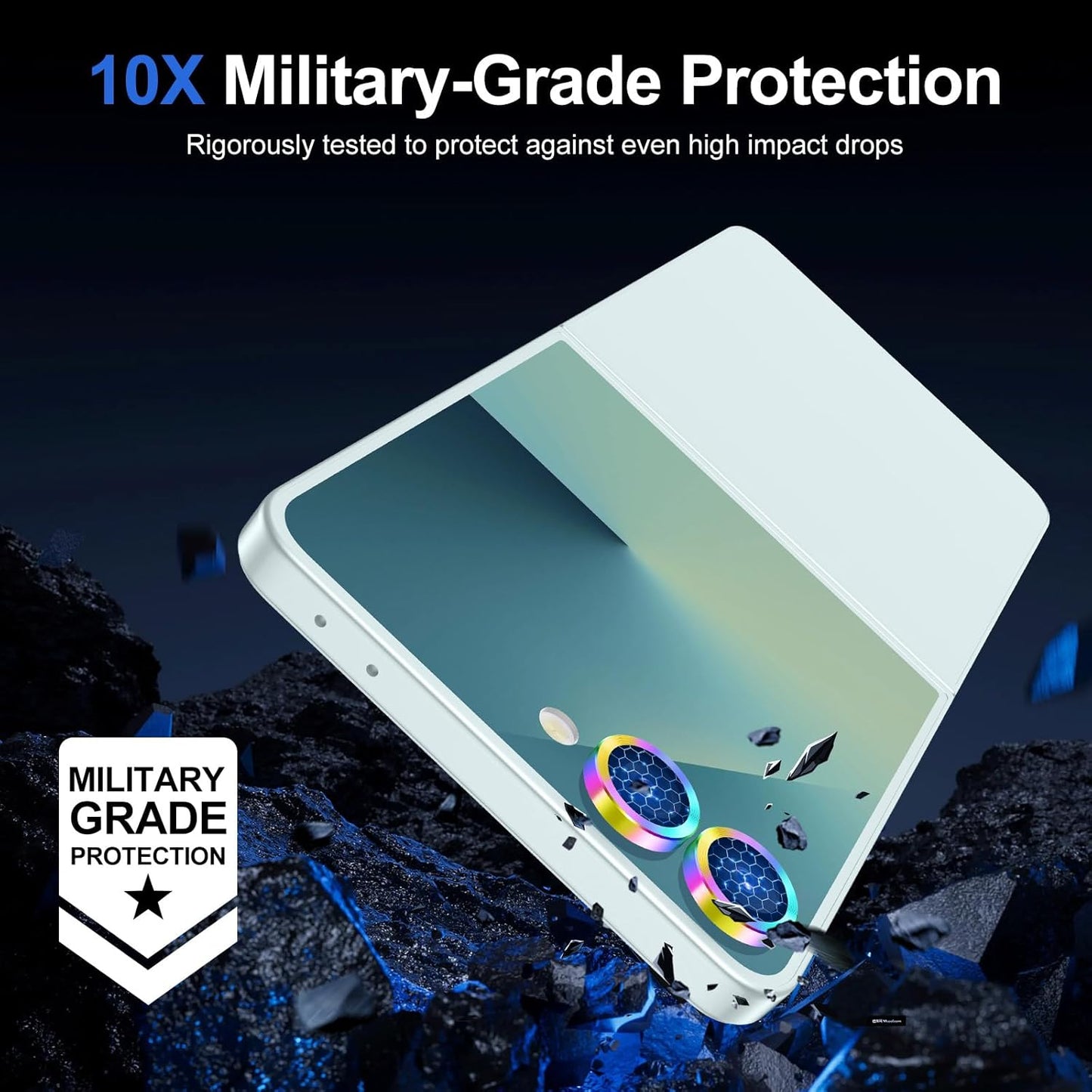 for Samsung Galaxy Z Flip 7 Camera Lens Protector, Individual Metal Ring Tempered Glass Lens Cover, [Strong Adsorption] Scratch Resistant Ultra-Thin HD Clear Lens Cover, 1 Set-Colorful