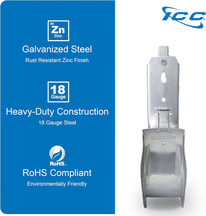 ICC Beam Clamp J Hook 4” with Retainer Clip - Galvanized Steel Cable Management Hooks for Hanging Cable to Beams - Rust-Resistant, EIA and TIA Compliant - 4 Inch 25 Pack