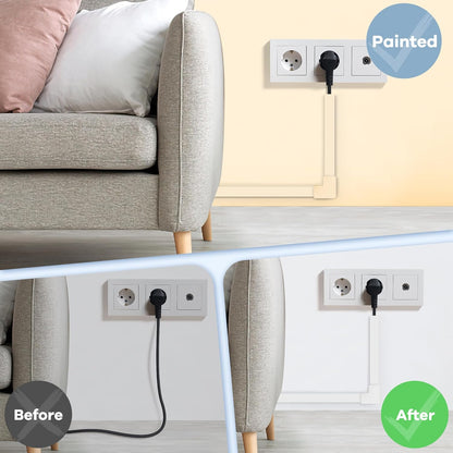 One-Cord Hider Kit, 126in Cable Covers for Wires on Wall, Mini Wire Hider for Wall Mounted TV, White Cable Raceway, Paintable Cord Cover Cable Management for Home Office, 8 x L15.7in W0.6in H0.4in