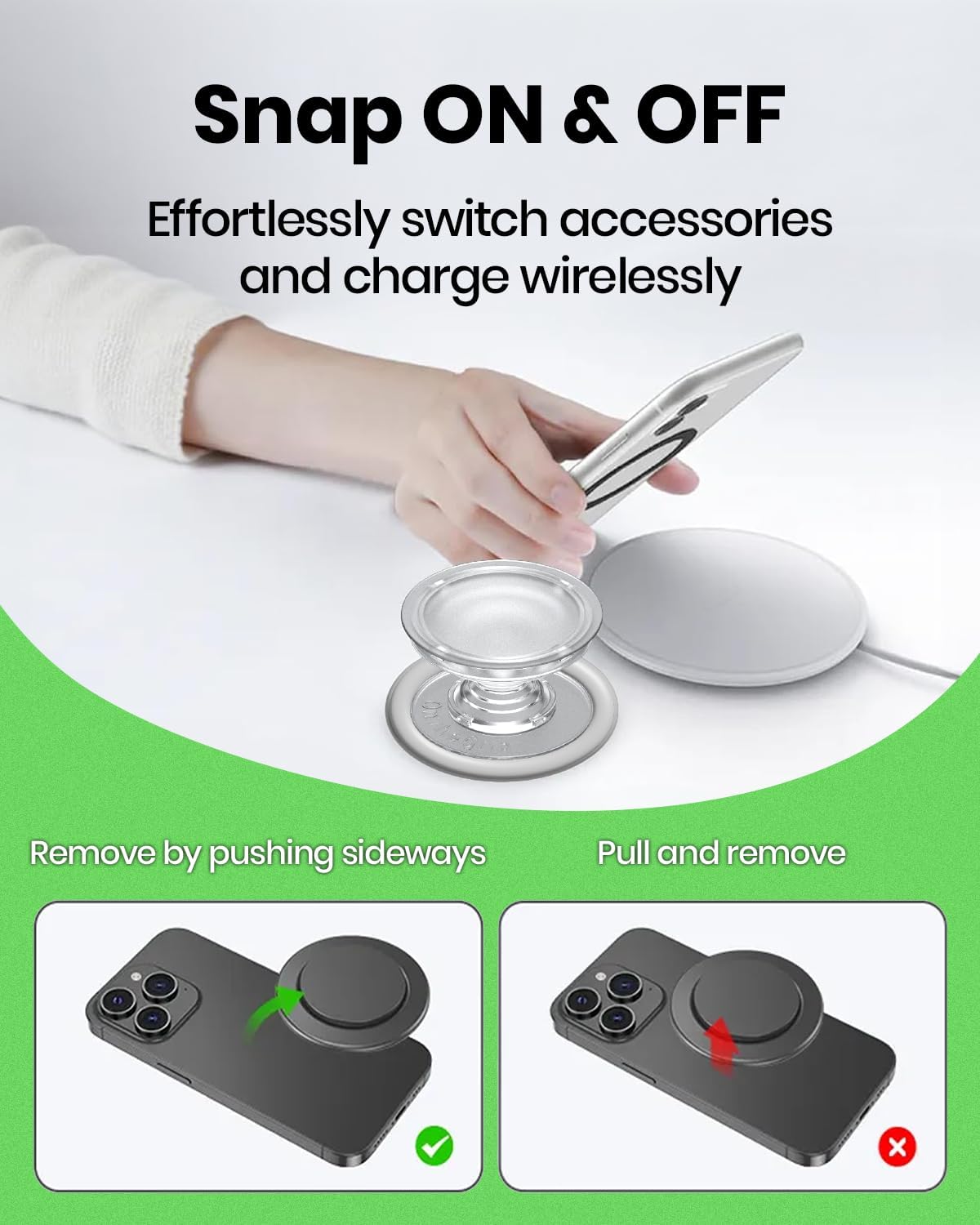 Solid Color Button Phone Grip – Minimalist Design, Durable and Lightweight, Grip and Stand for Smartphones (Hot Pink, Magnetic Type)