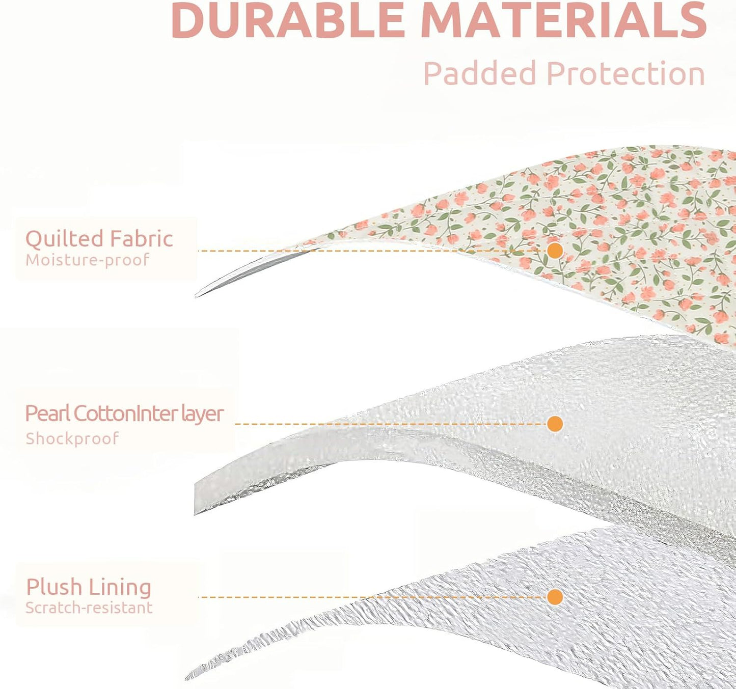 Puffy Laptop Sleeve 13-15.6 Inch Cute Quilted Laptop Protective Case Padded Floral Computer Sleeve for MacBook (B-Pink, 15 Inch)