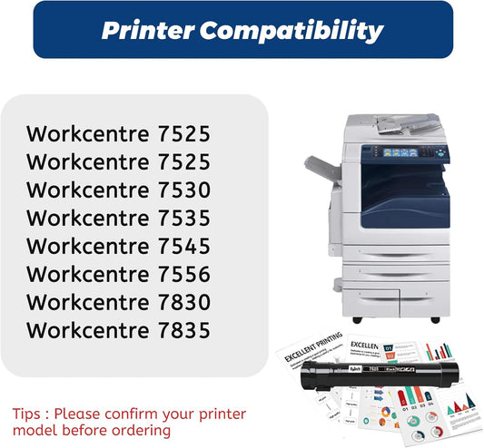 006R01513 Toner Cartridge Replacement for Xerox WorkCentre 7525 7530 7535 7545 7556 7830 7835 7845 7855 - Extra High Capacity Up to 26,000 Pages,1 Pack,with Upgraded Chip,No Fading,No Streak