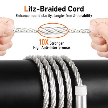 Premium HiFi IEM Cable - Silver-Plated 3.5mm to MMCX Cord, Lossless-Sound in-Ear Monitor Cables for Vibes 201/202, Shure SE215/315/425/535/846-Silver (HC001)