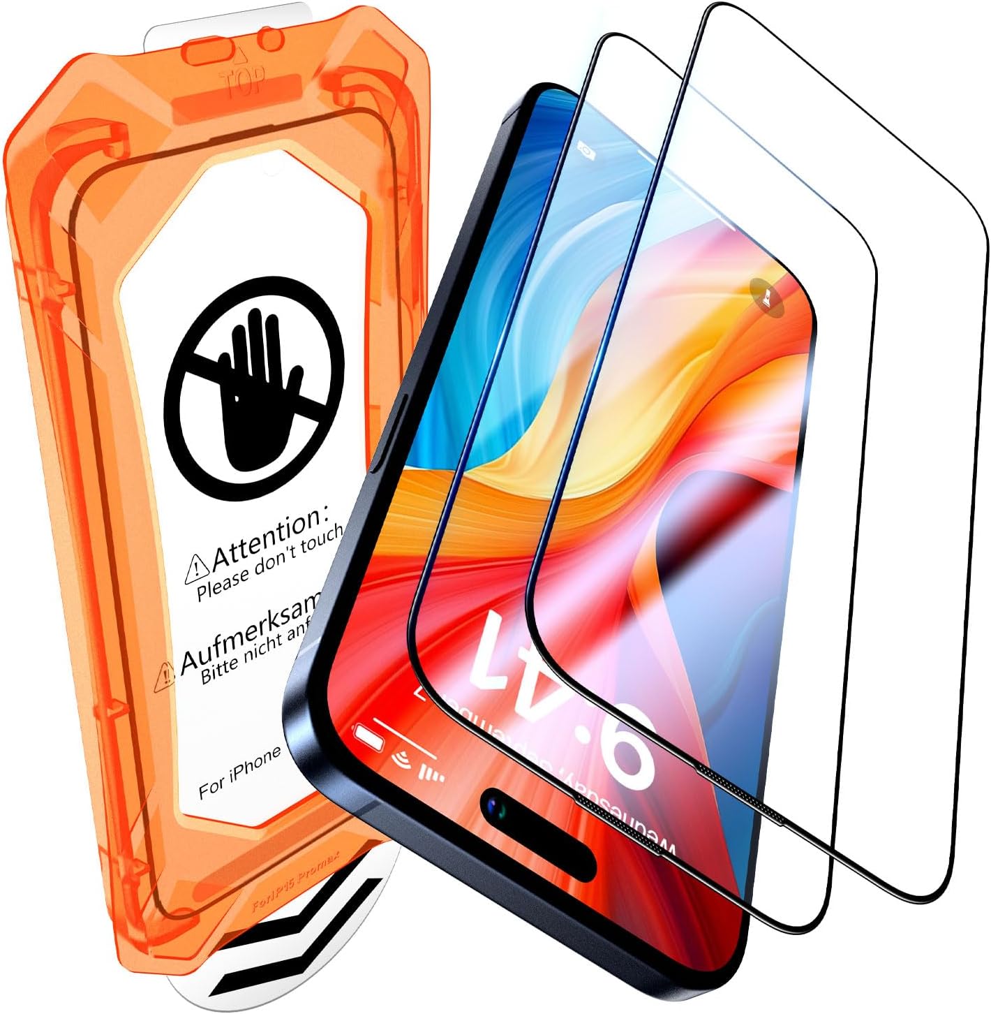 UniqueMe for iPhone 14 Plus/13 Pro Max Screen Protector - [Military Grade Shatterproof & 9H+ Hardness] Screen Protector 13 Pro Max Tempered Glass Full Coverage Protection, Easy Installation, 2 Packs
