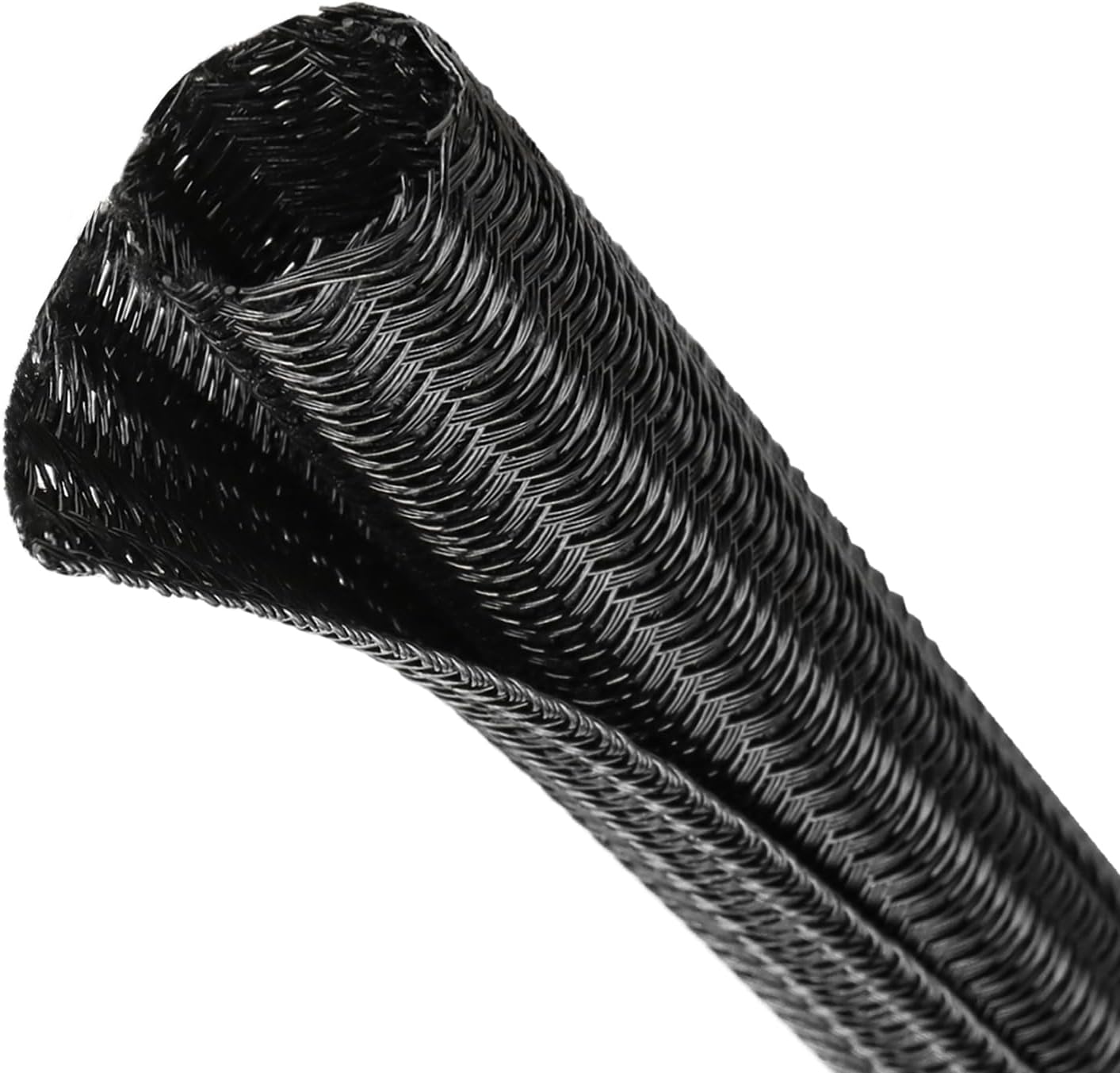 Split Wire Loom Tubing, Cable Protector Sleeve, Braided Cable Management for TV/Computer/Home Theater/Engine Bay, Cord Protectors from Pets No Chew (Black, 3/4"-10ft)
