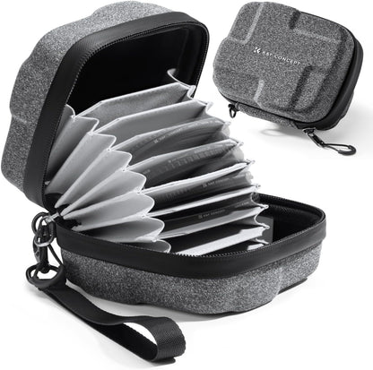 K&F Concept 10 in 1 Lens Filter Case, Hard Shell Camera Filter Pouch Up to 95mm with Hand Strap, Waterproof Camera Lens Filter Storage Wallet for ND UV CPL Filter Pouch