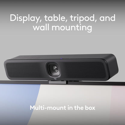 Logitech MeetUp 2 All-in-One USB Conference Room Camera, Compact Video Bar with Built-in AI Features, Works with Microsoft Teams, Zoom Rooms, Google Meet, and More