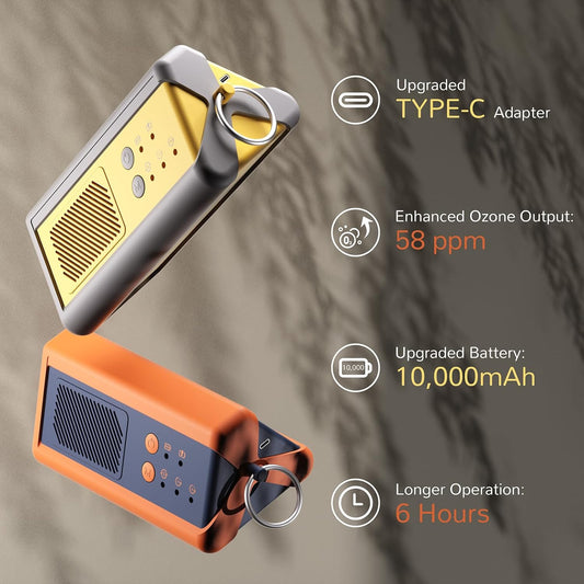 Airthereal PA1K-GO 1,000mg/h Portable Ozone Generator - Cordless Battery Powered Odor Eliminator for Car, Hotel Rooms, Offices, Bathrooms, and Small Spaces (Blue)