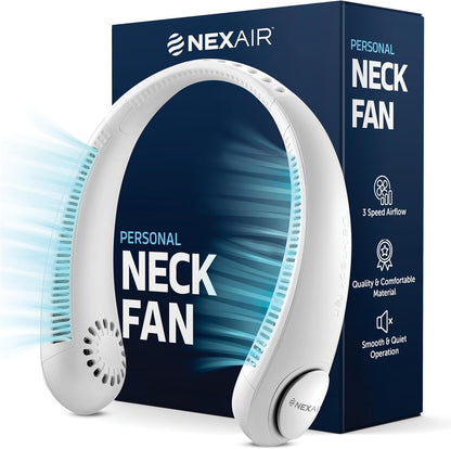 Portable Neck Fan - 3 Speed Rechargeable Bladeless Neck Fan, Adjustable Personal Neck Fan For Women & Men Modern Design, Great Cooling Fan For Travel, Outdoors & Sports