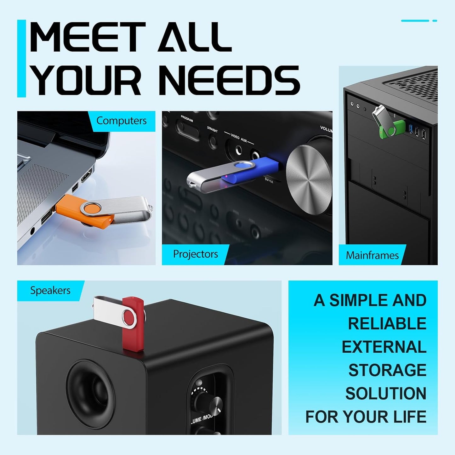 FEBNISCTE Thumb Drive 4GB 10 Pack USB Flash Drives Bulk, Swivel Jump Drive 4 GB Multi-Coloured Pen Drive USB 2.0 Memory Stick with Cords, Data Storage Pendrive 10 Color Assorted Zip Drives