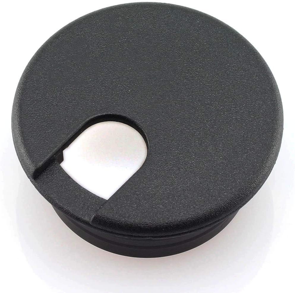 HJ Garden 2pcs 1-1/2 inch Desk Wire Cord Cable Grommets Hole Cover Office PC Desk Cable Cord Organizer Plastic Cover Black