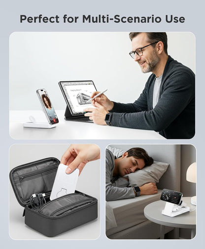 3 in 1 Magnetic Wireless for iPhone Charging Station: Foldable Portable Charger for iPhone 16-12 Pro Max & Apple Watch & AirPods, for Apple Multiple Devices Charger for Home,Office&Travel