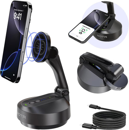 MOTA Tripod Stand Only for iPhone, 2 Axis Foldable iPhone Gimbal Stabilizer for Video Recording Megnetic Holder for Desk, 360 Degree Auto Face Tracking Cell Phone Tripod for Video and Facetime